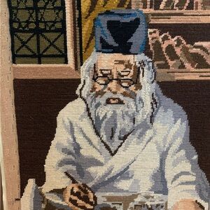 Vintage Needlepoint with Scholar Design